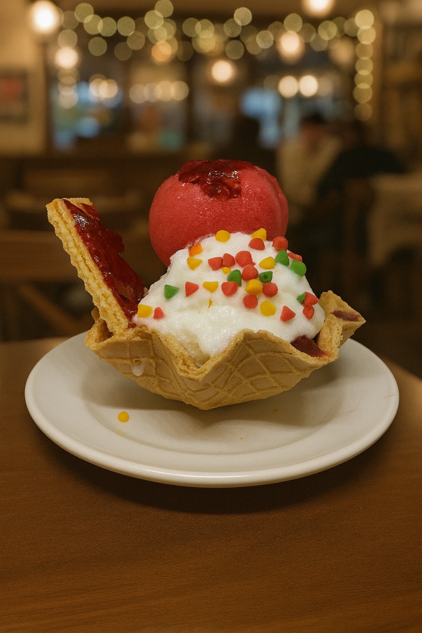 Helado en canasta